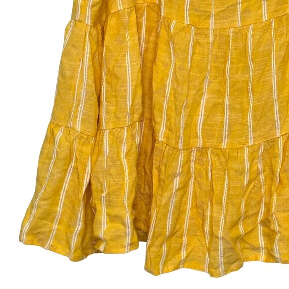 True Craft Junior’s Tiered Tie Shoulder Yellow Striped Top - Size Medium - Picture 6 of 9